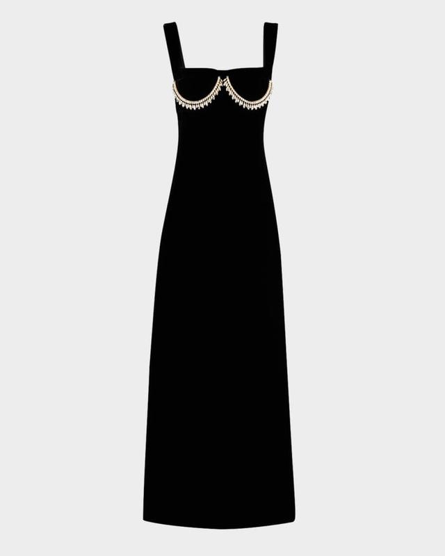 Crystal Bustier Sleeveless Velvet Maxi Dress Product Image