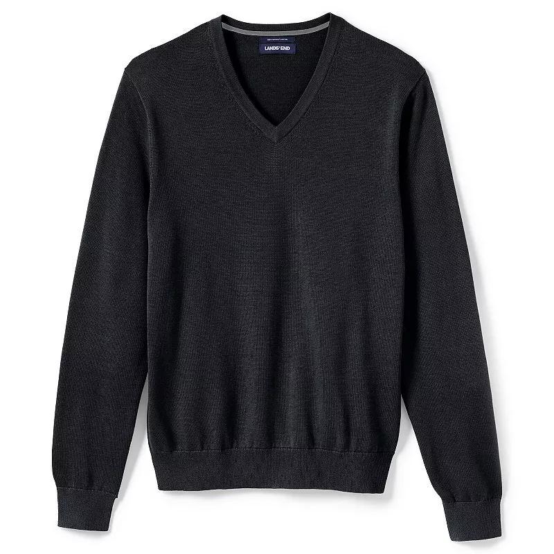 Mens Lands End Classic-Fit Fine-Gauge Supima Cotton V-neck Sweater Product Image