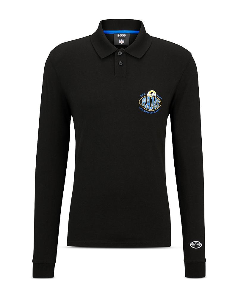 Boss Nfl Los Angeles Rams Cotton Printed Regular Fit Long Sleeve Polo Shirt Product Image