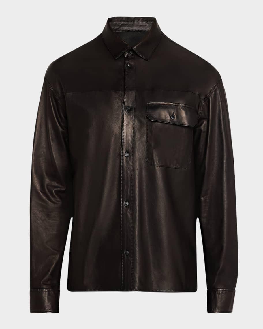 Men's Leather Shirt Jacket Product Image