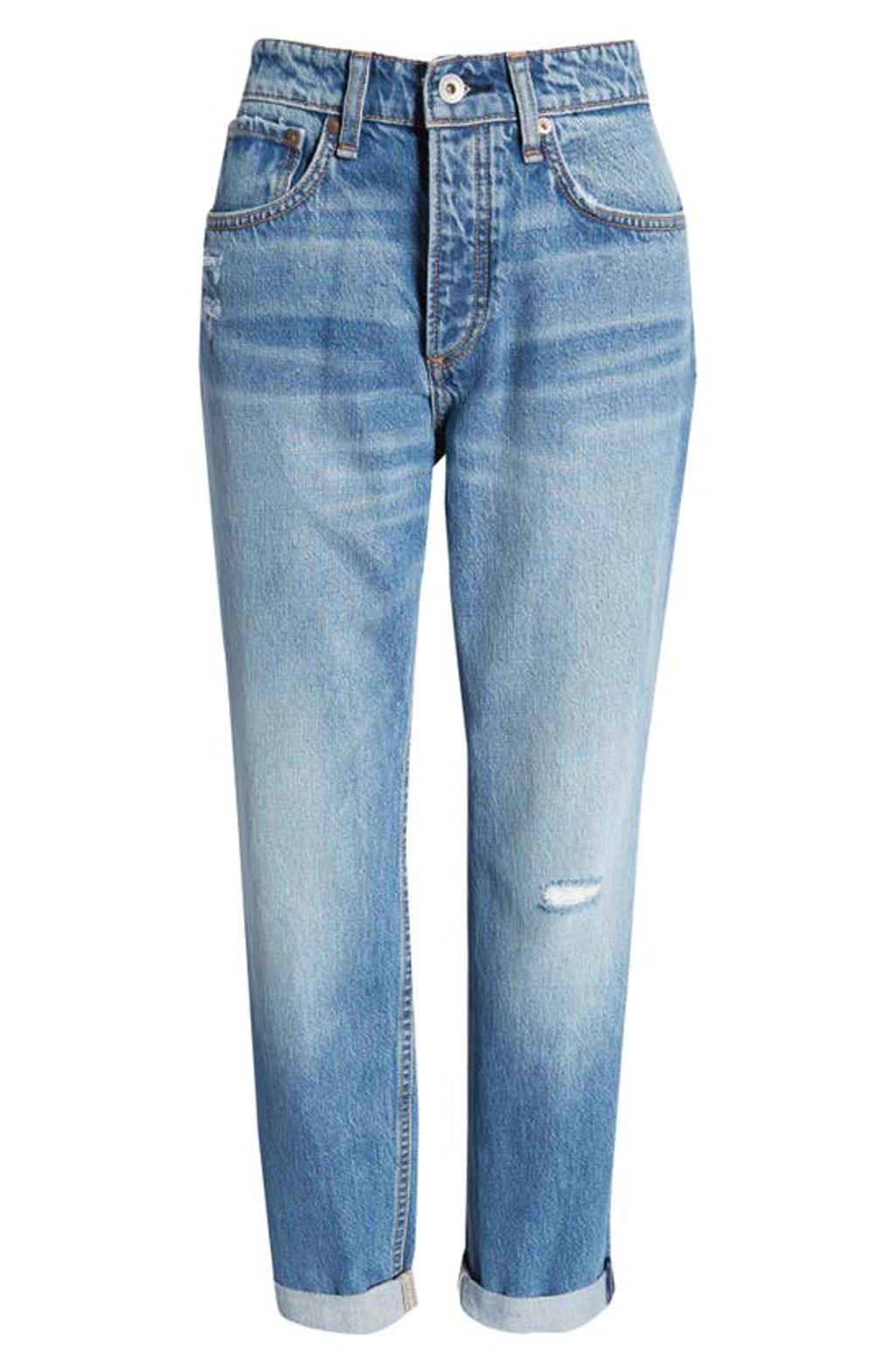 Rosa Womens Mid-rise Destroyed Boyfriend Jeans In Peony Who Product Image