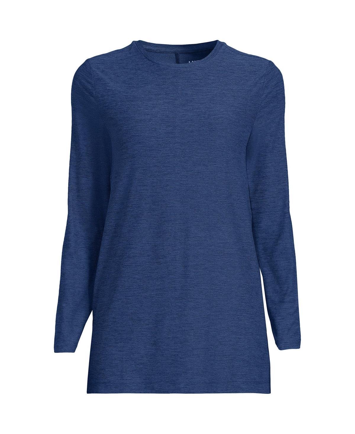 Petite Lands End Long Sleeve Performance Crew Neck Tunic, Womens Product Image