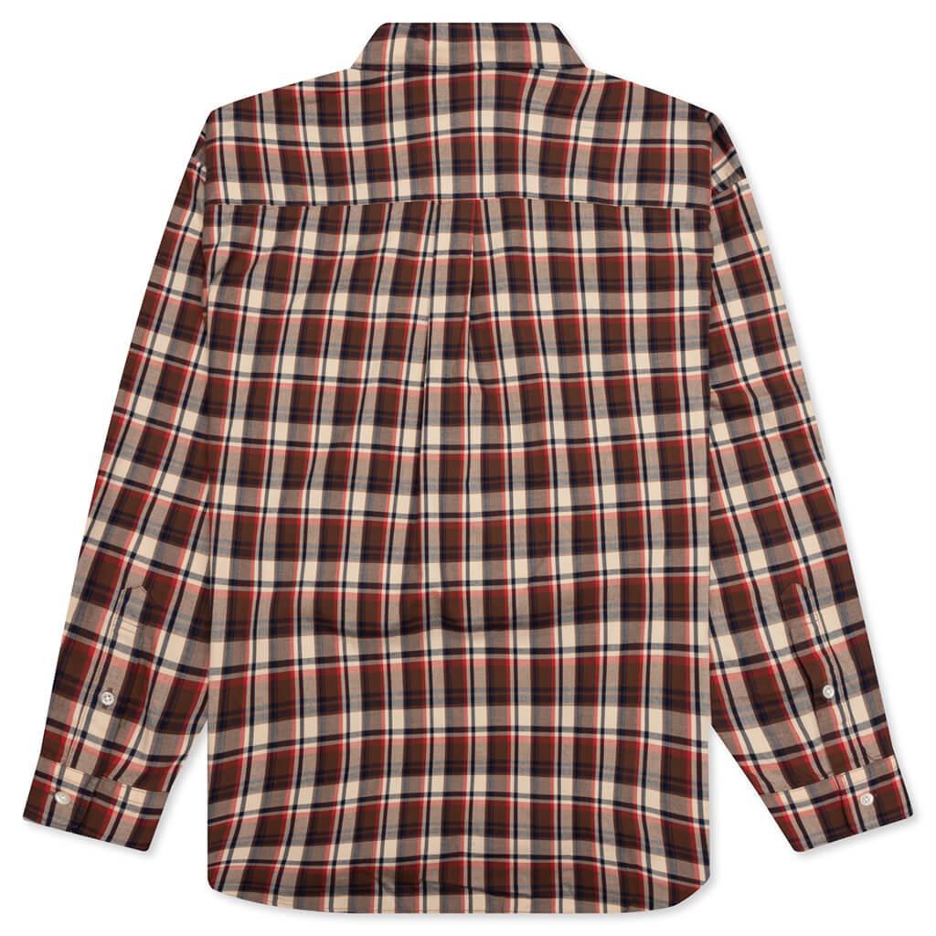 Mini Bape Check Loose Fit Shirt - Red Male Product Image