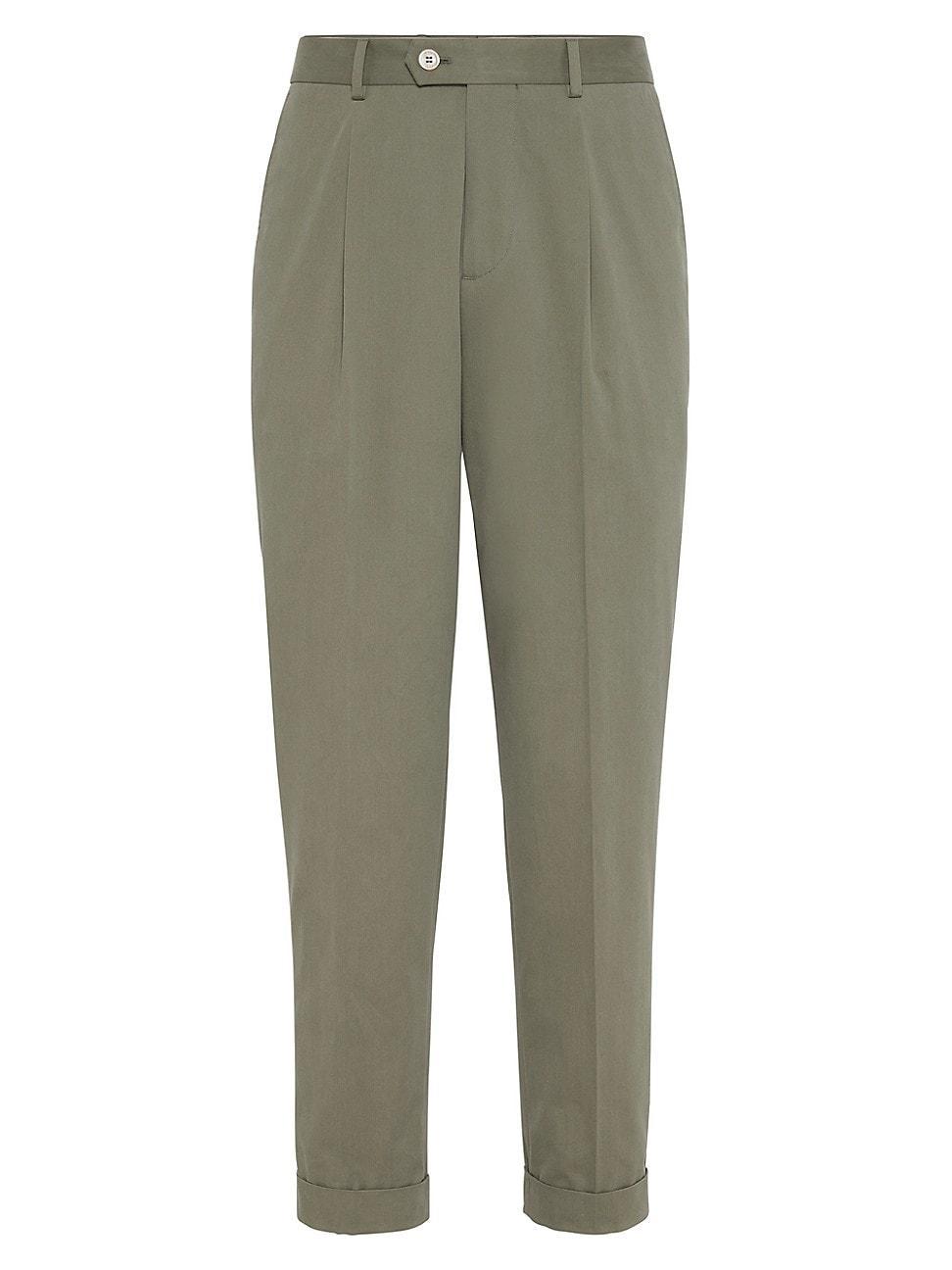 Mens Gabardine Leisure Fit Trousers with Pleat Product Image