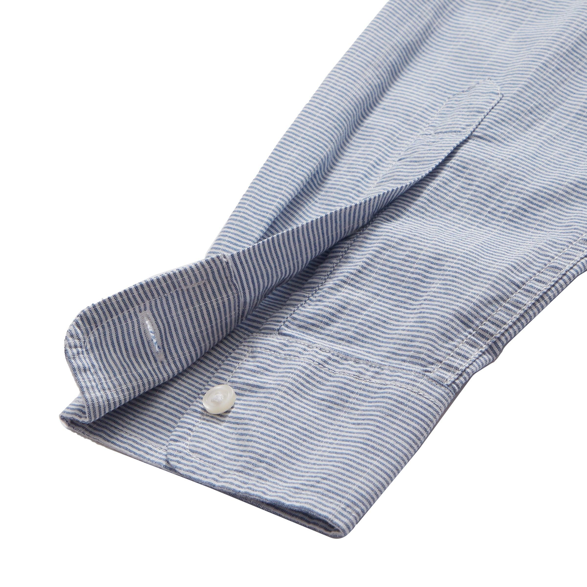 Stewart Microstripe Summer Chambray Slim Fit Shirt - Blue Cream Stripe Product Image