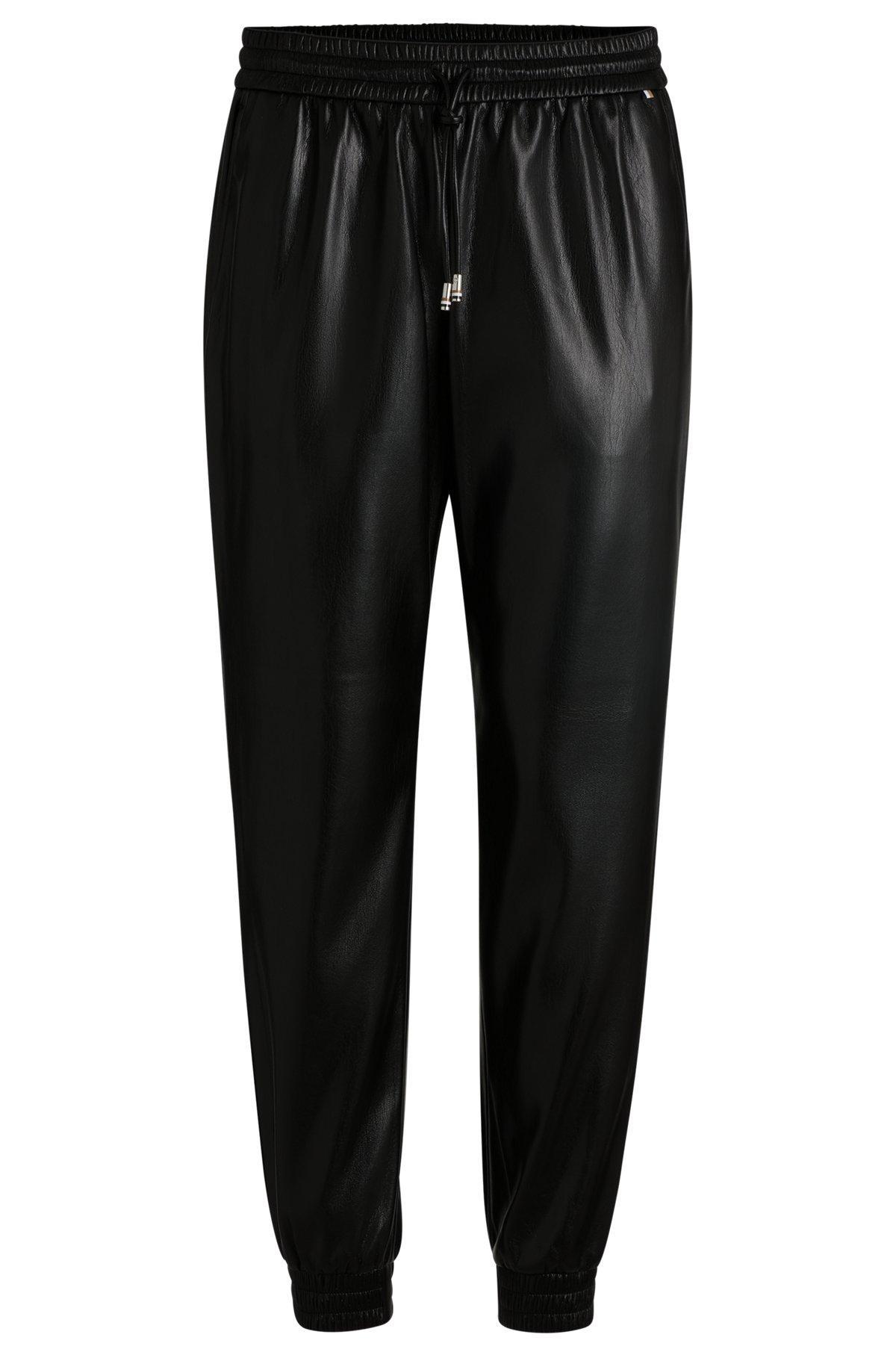 Faux-leather trousers with drawcord waist Product Image