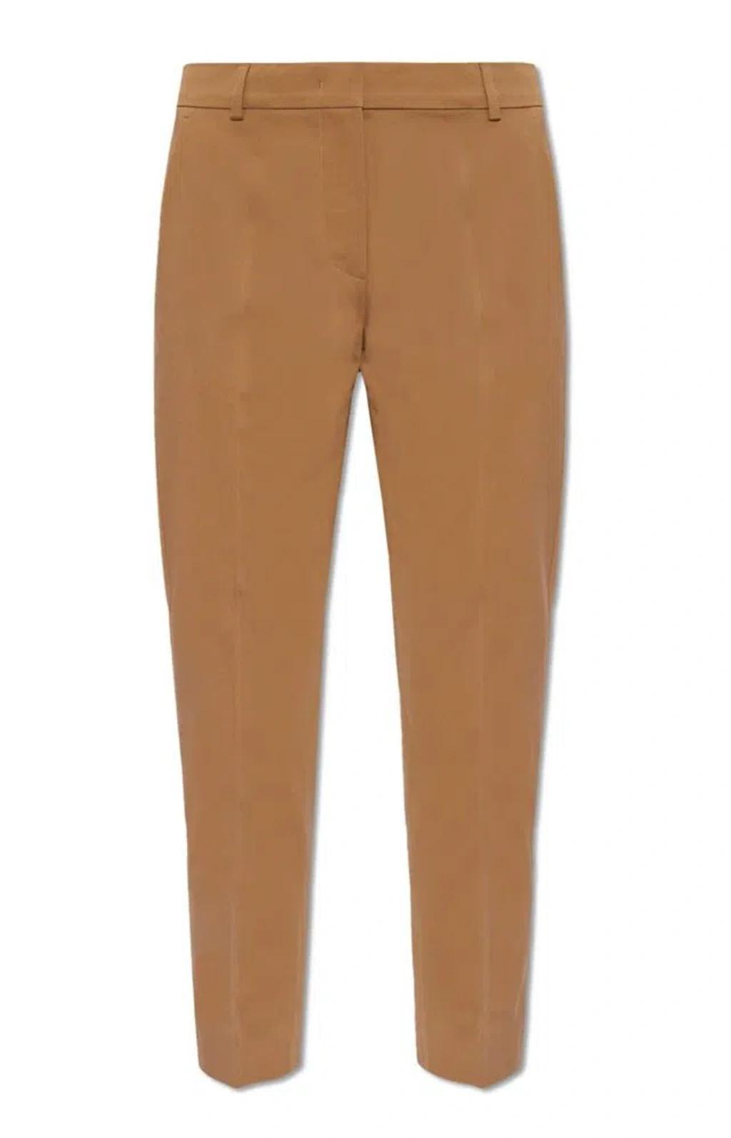 Tapered Cropped Trousers In Brown Product Image