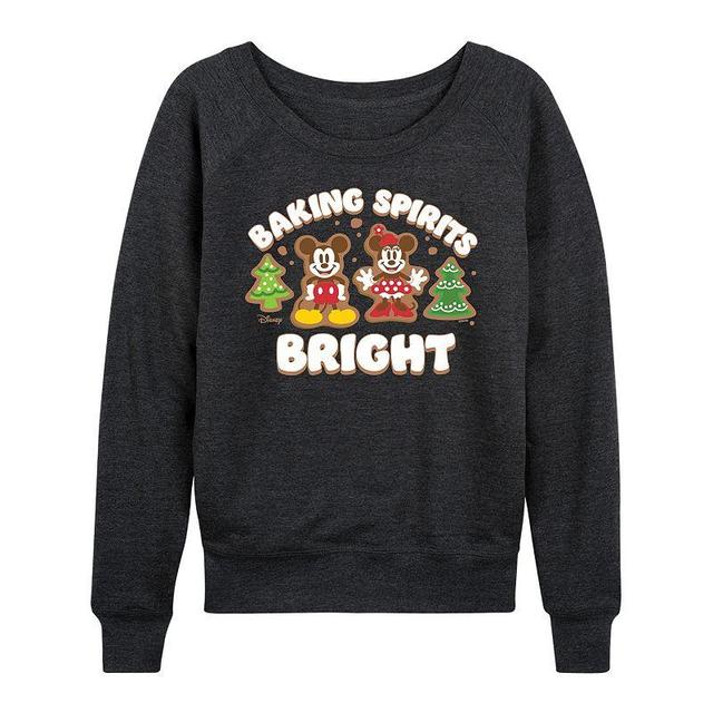 Disneys Mickey and Minnie Mouse Womens Baking Spirits Bright Lightweight French Terry Sweatshirt Heather Grey Product Image