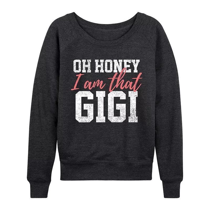 Womens Oh Honey I Am That Gigi Lightweight French Terry Sweatshirt, Girls Grey Indigo Product Image