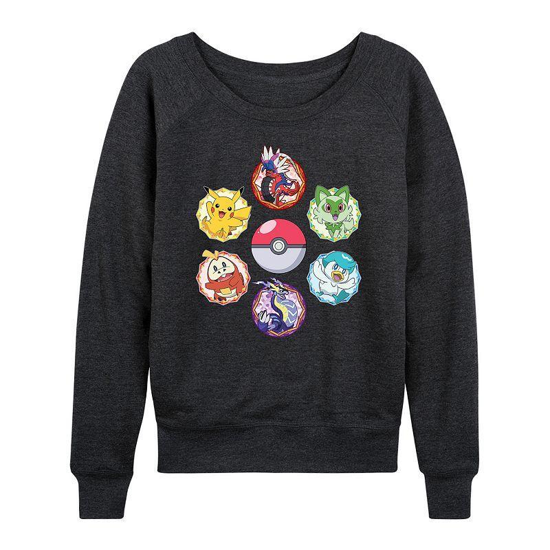 Womens Pokemon Sparkle Badges Slouchy Graphic Sweatshirt Heather Grey Product Image