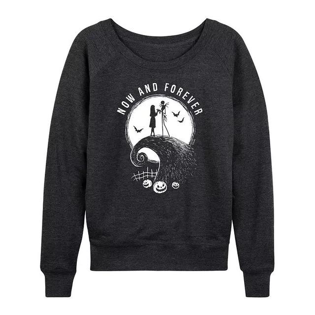 Disneys Nightmare Before Christmas Jack & Sally Womens Now and Forever Lightweight French Terry Sweatshirt Heather Grey Product Image