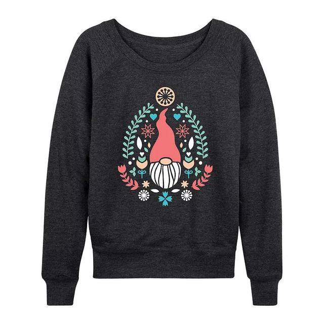 Womens Scandinavian Gnome Spring Slouchy Graphic Sweatshirt Dark Grey Product Image