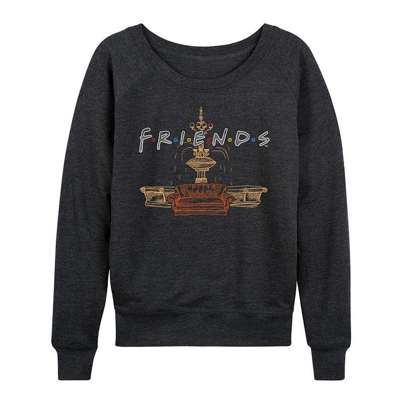 Womens Friends Couch Fountain Set Slouchy Graphic Sweatshirt Heather Grey Product Image