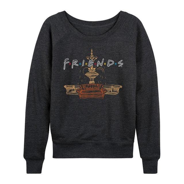 Womens Friends Couch Fountain Set Slouchy Graphic Sweatshirt Heather Grey Product Image