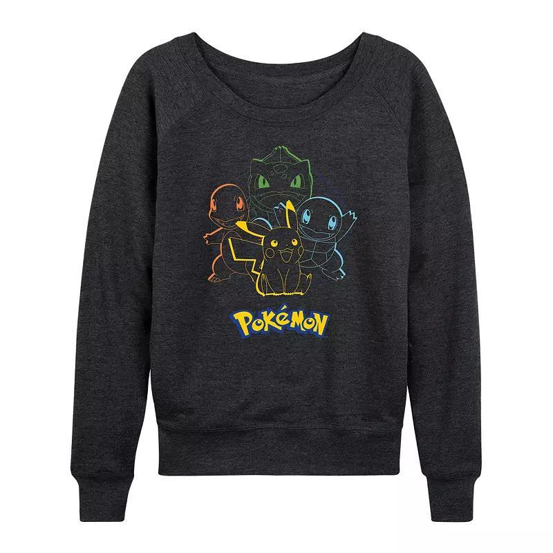 Womens Pokemon Round Group Slouchy Graphic Sweatshirt Heather Grey Product Image