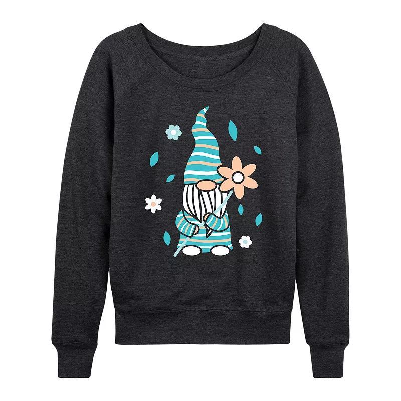 Womens Scandinavian Garden Gnome Slouchy Graphic Sweatshirt Grey Indigo Product Image