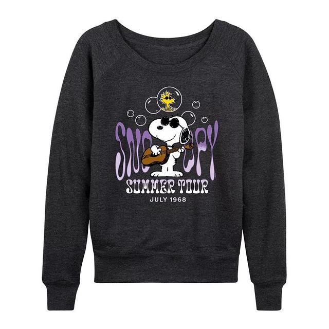 Womens Peanuts Snoopy Summer Tour Slouchy Graphic Sweatshirt, Girls Heather Grey Gray Product Image