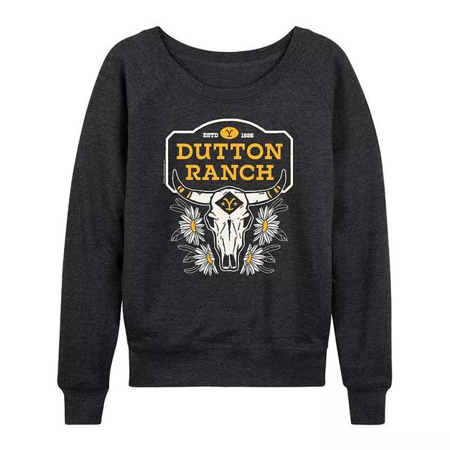 Womens Yellowstone Dutton Ranch Skull Pullover Heather Grey Product Image