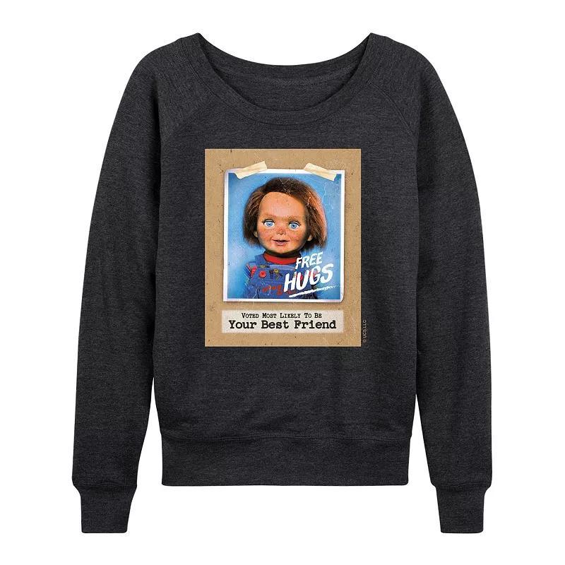 Womens Chucky Free Hugs Lightweight French Terry Sweatshirt Heather Grey Product Image