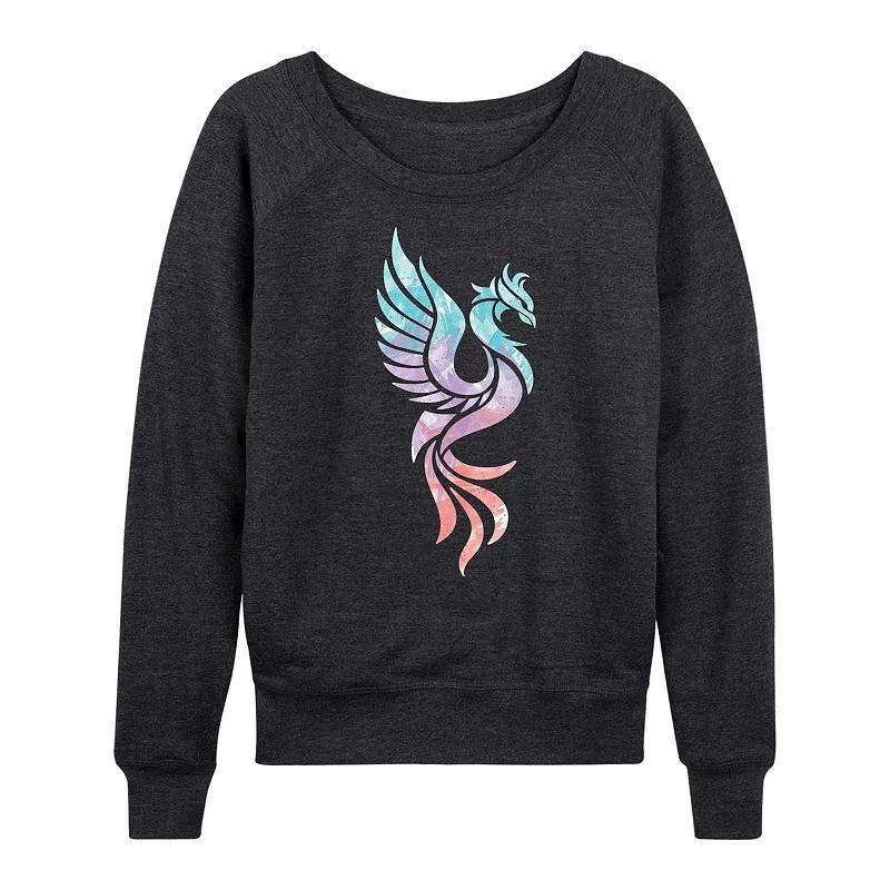 Womens Watercolor Phoenix Lightweight French Terry Sweatshirt Heather Grey Product Image