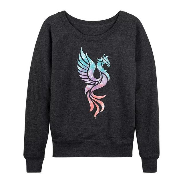 Womens Watercolor Phoenix Slouchy Graphic Sweatshirt Heather Grey Product Image