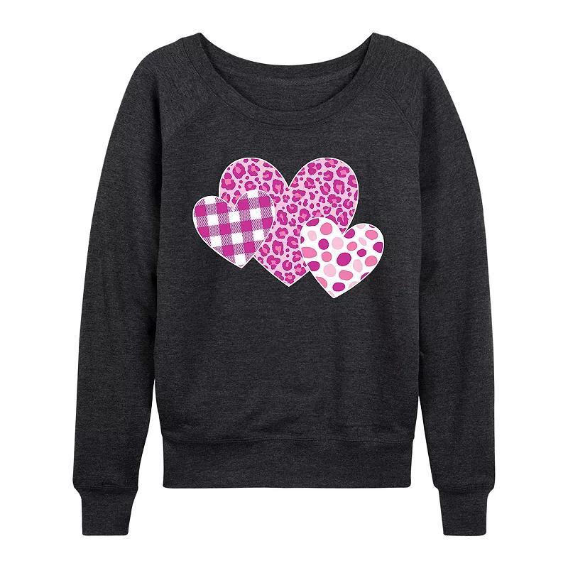 Womens Valentines Patterned Hearts Lightweight French Terry Sweatshirt Heather Grey Product Image