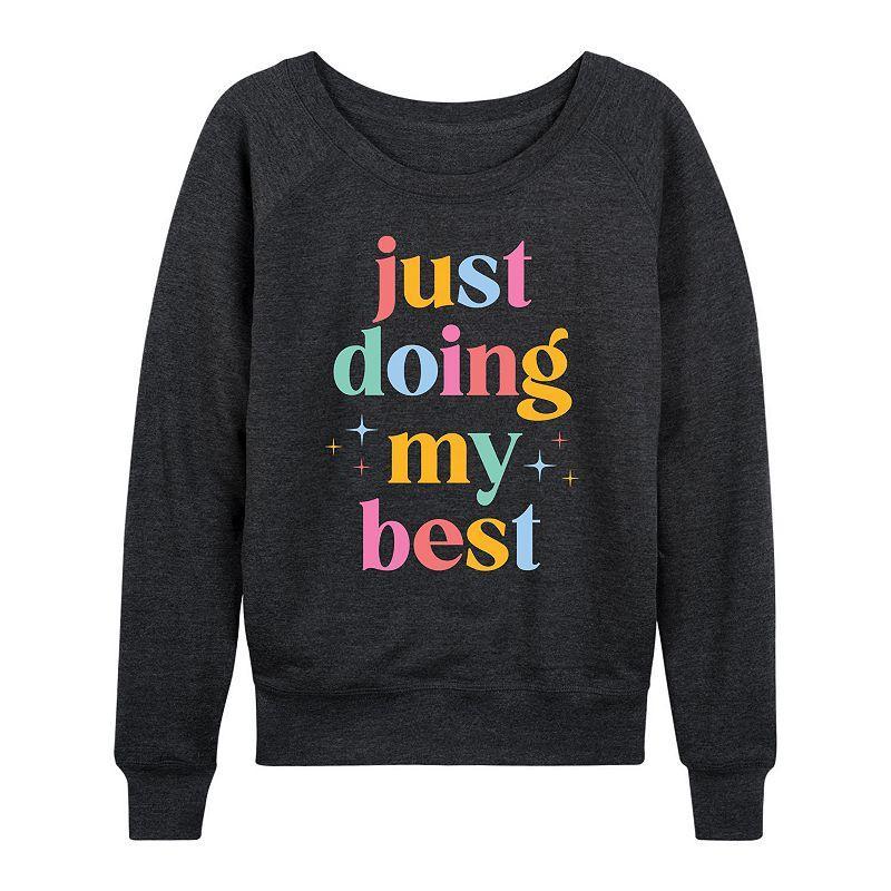 Womens Just Doing My Best Lightweight French Terry Sweatshirt, Girls Heather Grey Product Image