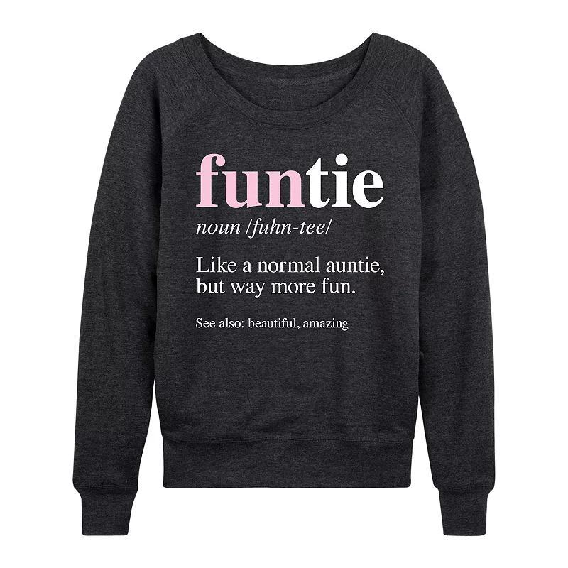 Womens Funtie Definition Lightweight French Terry Sweatshirt, Girls Heather Grey Product Image