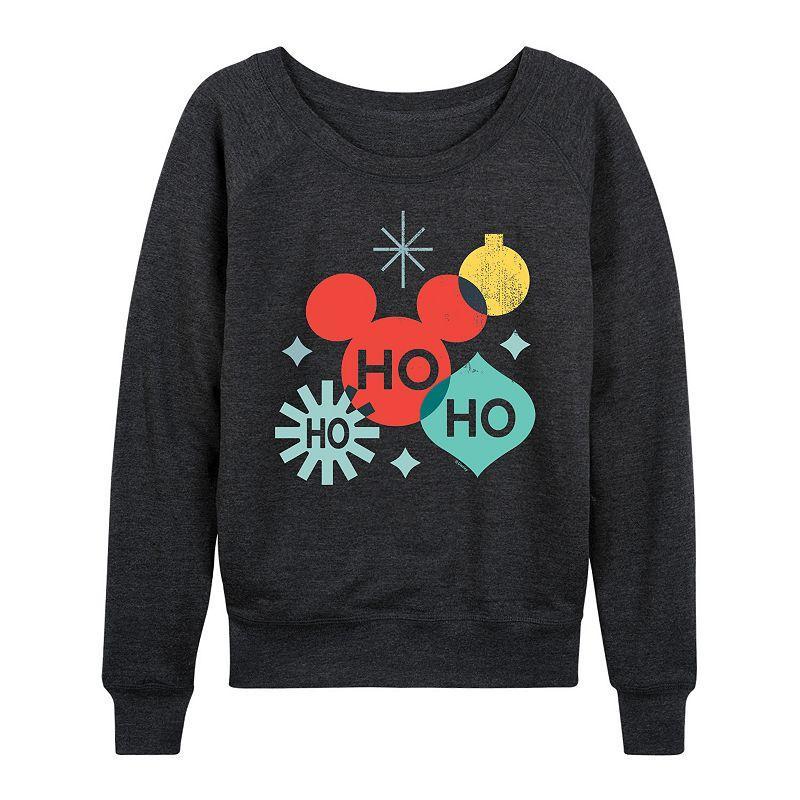 Disneys Mickey Mouse Womens Holiday Shapes Lightweight French Terry Sweatshirt Heather Grey Product Image