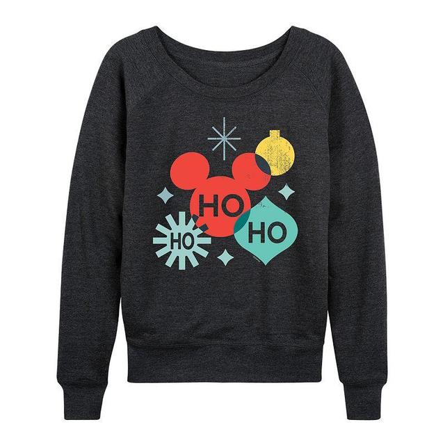 Disneys Mickey Mouse Womens Holiday Shapes Lightweight French Terry Sweatshirt Heather Grey Product Image