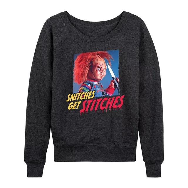 Womens Chucky Snitches Get Stitches Lightweight French Terry Sweatshirt Heather Grey Product Image