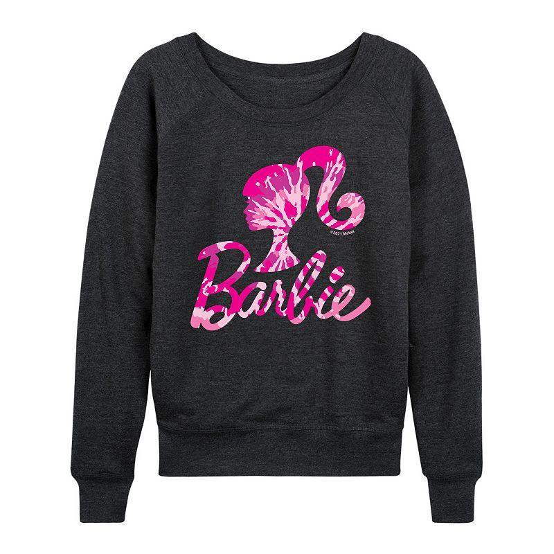 Womens Barbie Logo Lightweight French Terry Sweatshirt, Girls Heather Grey Product Image