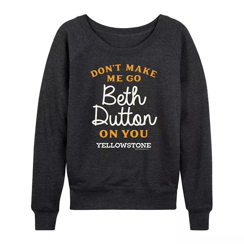 Womens Yellowstone Dont Make Me Go Lightweight French Terry Sweatshirt Heather Grey Product Image