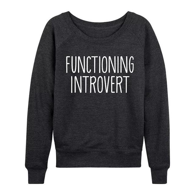 Womens Functioning Introvert Slouchy Graphic Sweatshirt, Girls Grey Juniper Product Image