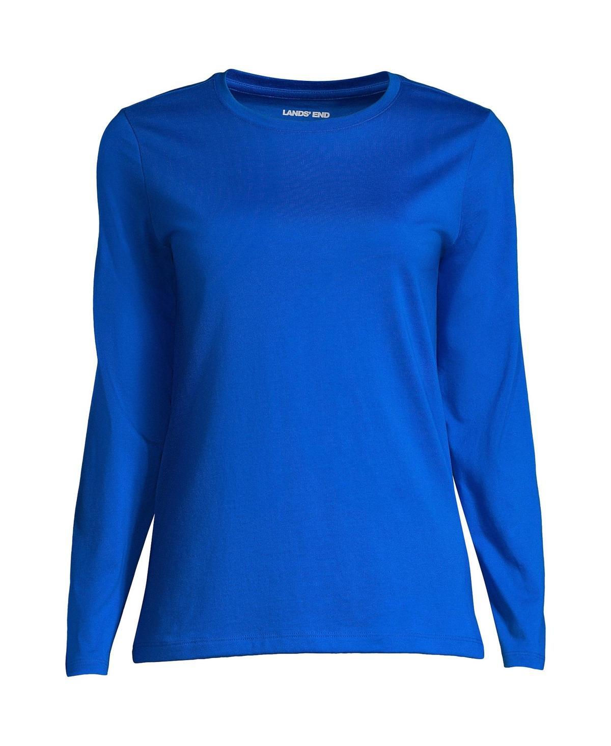 Womens Lands End Relaxed-Fit Supima Cotton Crewneck Tee Brt Blue Product Image