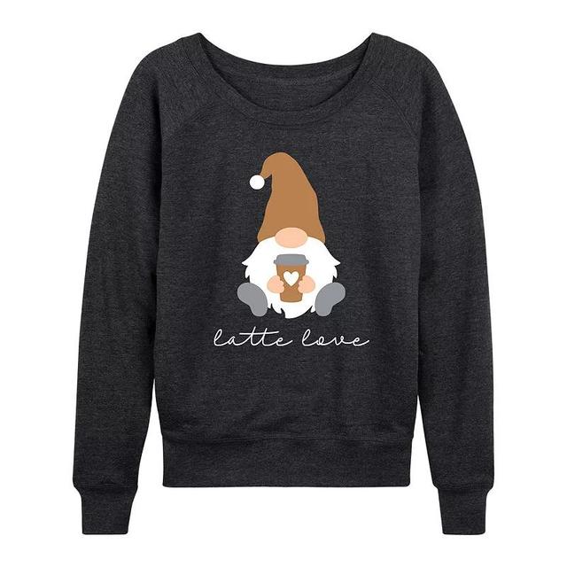 Womens Gnome Latte Love Slouchy Graphic Sweatshirt Heather Grey Product Image