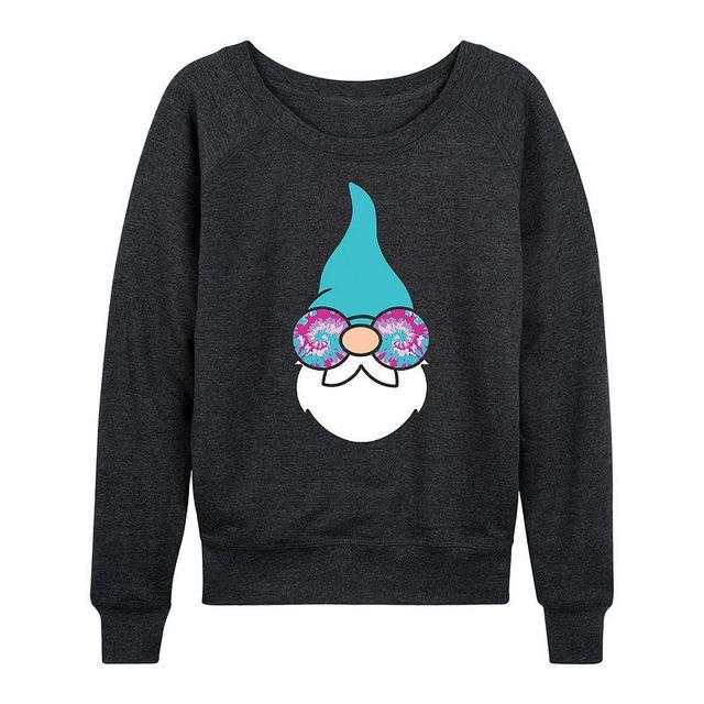 Womens Boho Gnome With Glasses Slouchy Graphic Sweatshirt Heather Grey Product Image