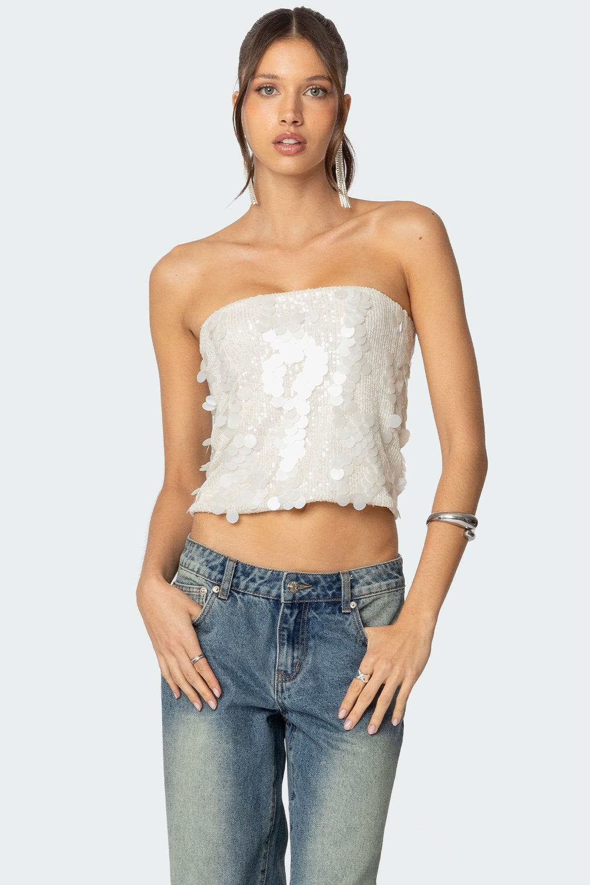 Samara Sequin Strapless Top Product Image