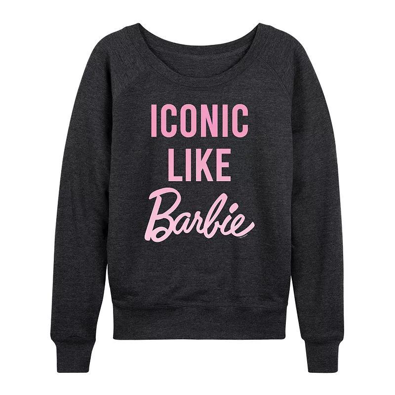 Womens Barbie Iconic Lightweight French Terry Sweatshirt, Girls Heather Grey Product Image