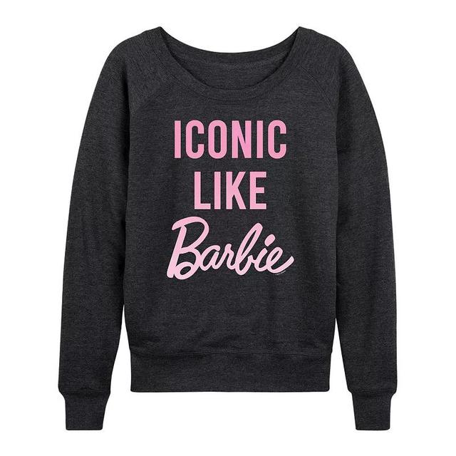 Womens Barbie Iconic Lightweight French Terry Sweatshirt, Girls Heather Grey Product Image