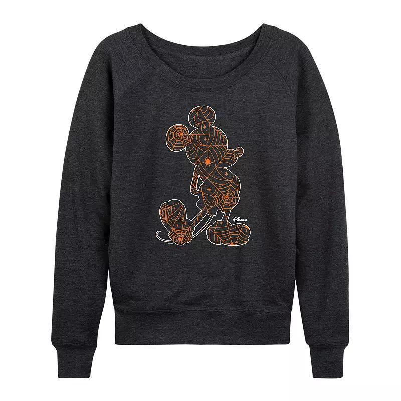 Disneys Mickey Mouse Womens Spider Web Outline Lightweight French Terry Sweatshirt Heather Grey Product Image