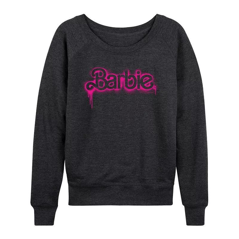 Womens Barbie Spray Paint Logo Lightweight French Terry Sweatshirt, Girls Heather Grey Product Image