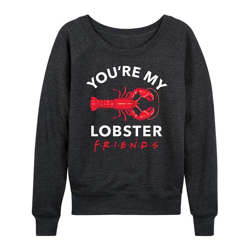 Womens Friends Youre My Lobster Slouchy Graphic Sweatshirt Dark Grey Product Image