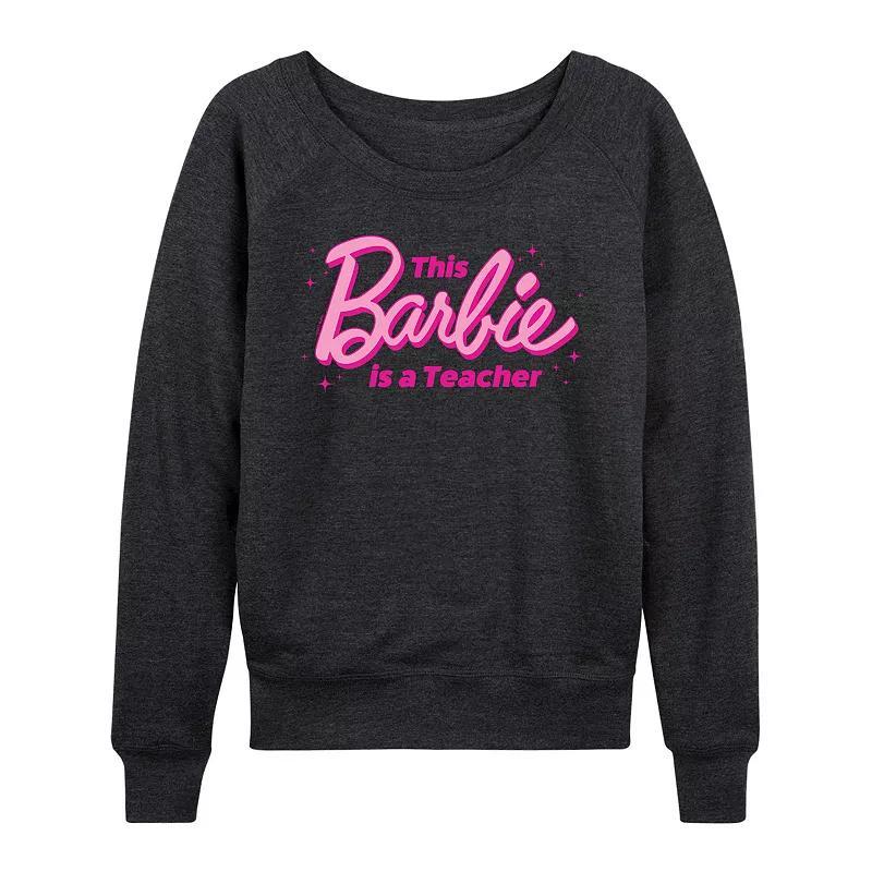 Womens Barbie This Barbie Is A Teacher Lightweight French Terry Sweatshirt, Girls Heather Grey Product Image