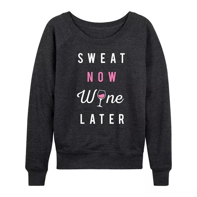 Womens Sweat Now Wine Later Lightweight French Terry Sweatshirt Heather Grey Product Image