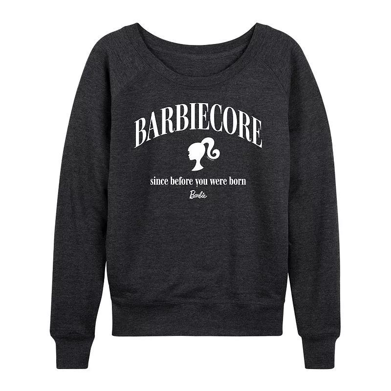 Womens Barbie Since Before You Were Born Lightweight French Terry Sweatshirt, Girls Grey Indigo Product Image