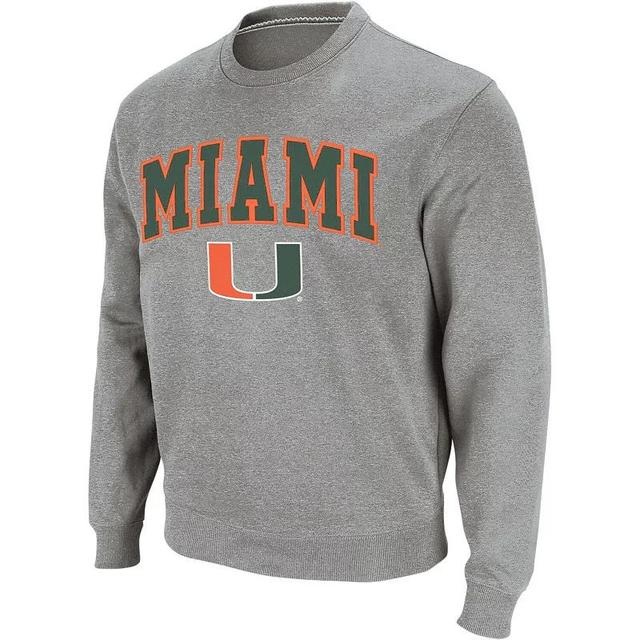 Mens Colosseum Heather Gray Miami Hurricanes Arch & Logo Crew Neck Sweatshirt Product Image