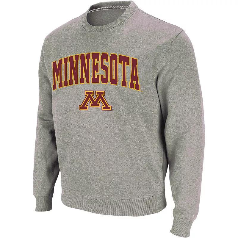 Mens Colosseum Heather Gray Minnesota Golden Gophers Arch & Logo Crew Neck Sweatshirt Product Image