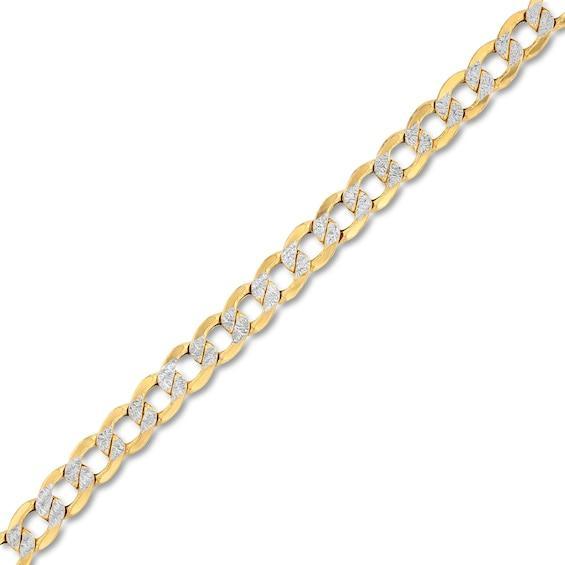 Made in Italy Men's 6.0mm Diamond-Cut Curb Chain Bracelet in Hollow 10K Two-Tone Gold - 8.5" Product Image