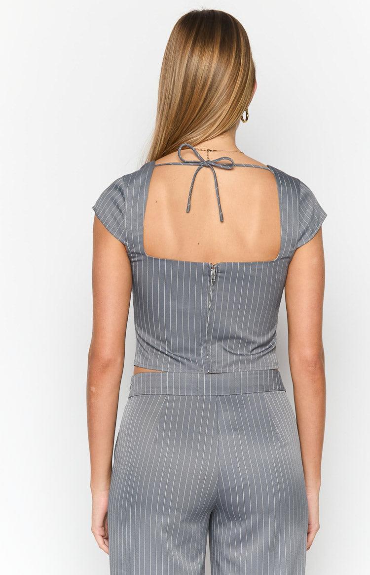 Louis Grey Striped Top Product Image